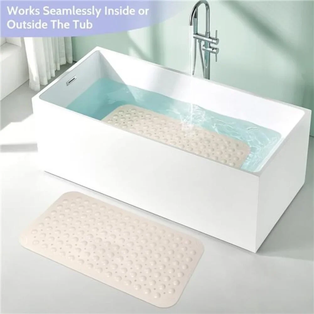 Non Slip Bathtub Shower Mat With Suction Cups Drain Holes Bathroom Safety Mat